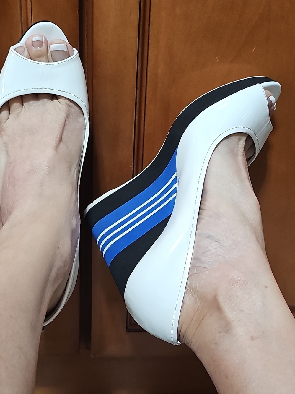 PRADA Patent Leather Peep Toe Wedge Pumps Size 38